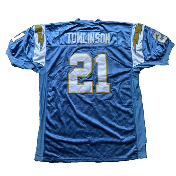 Reebok SD Chargers Mens  Ladainian Tomlinson Powder Blue Jersey Sz 56 Stitched - Picture 2 of 16